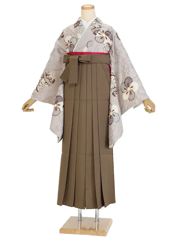 袴 レンタル 0237 ねじり梅に鞠 花薬玉 桜鼠色×茶袴