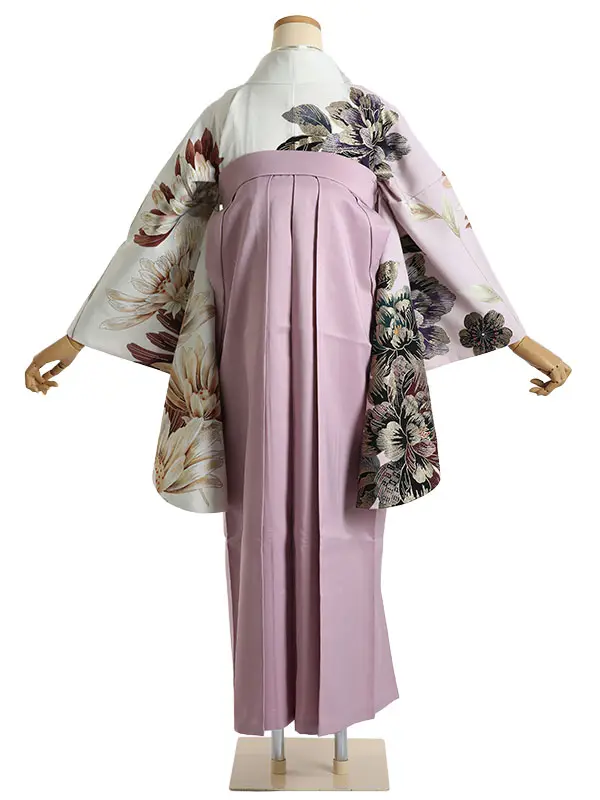 袴 レンタル 0248 アシンメトリ 四季の花ベージュピンク×くすみピンク袴