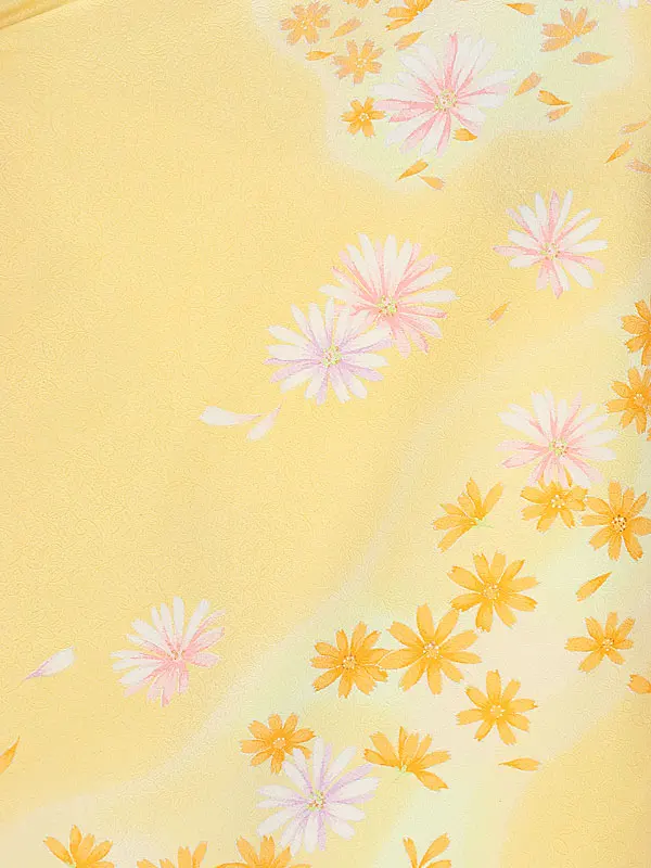 先生・教員向け袴 レンタル 黄地ｺｽﾓｽ×緑ｸﾞﾗﾃﾞｰｼｮﾝ 1423