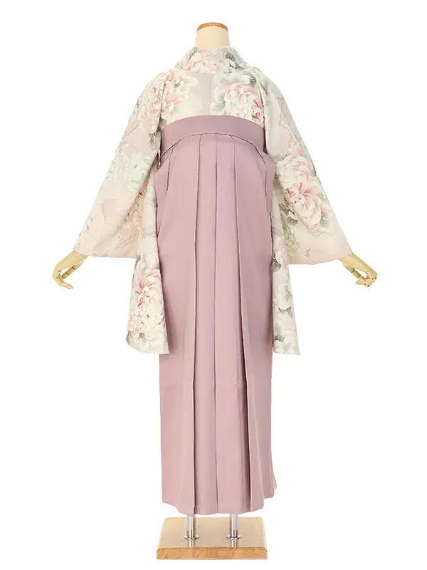 卒業袴 Q142 マミネット ピンク 乱菊と松×くすみピンク袴 レース衿