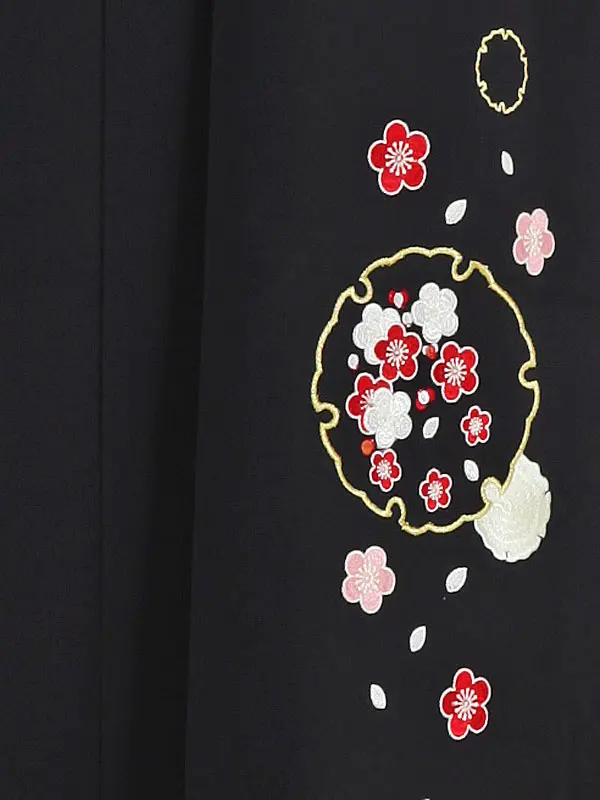 女性袴 ワインレッド薔薇柄×黒袴 0147