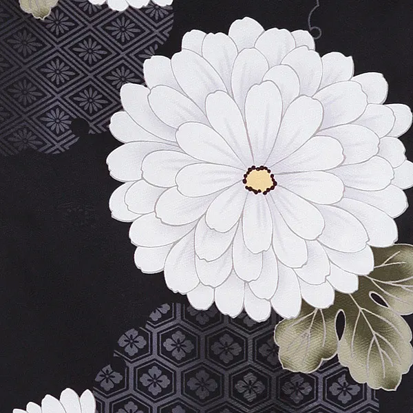 女性袴 アシンメトリー 雪輪に菊×黒 桜刺繍袴 0255