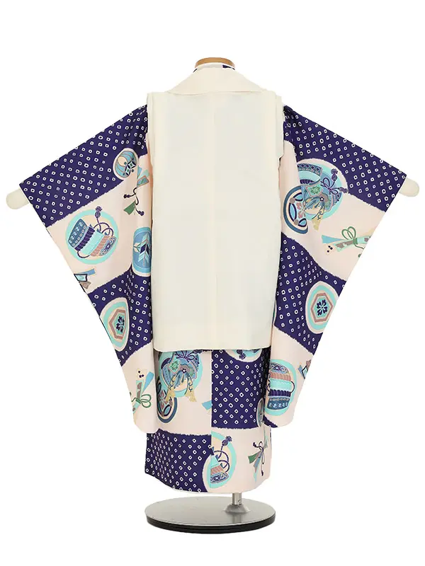 七五三(3歳)男の子被布 丸紋 紺鹿の子模様 3610