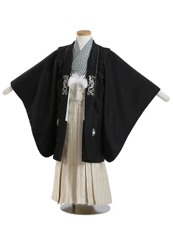 かんたん七五三(5歳男袴)H631 黒地に龍
