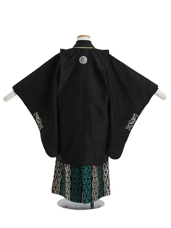 かんたん七五三(5歳男袴)H642 黒地に龍
