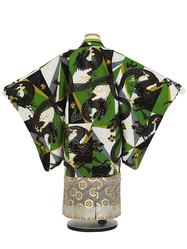 七五三(5歳男袴)K509 黒龍 幾何学模様