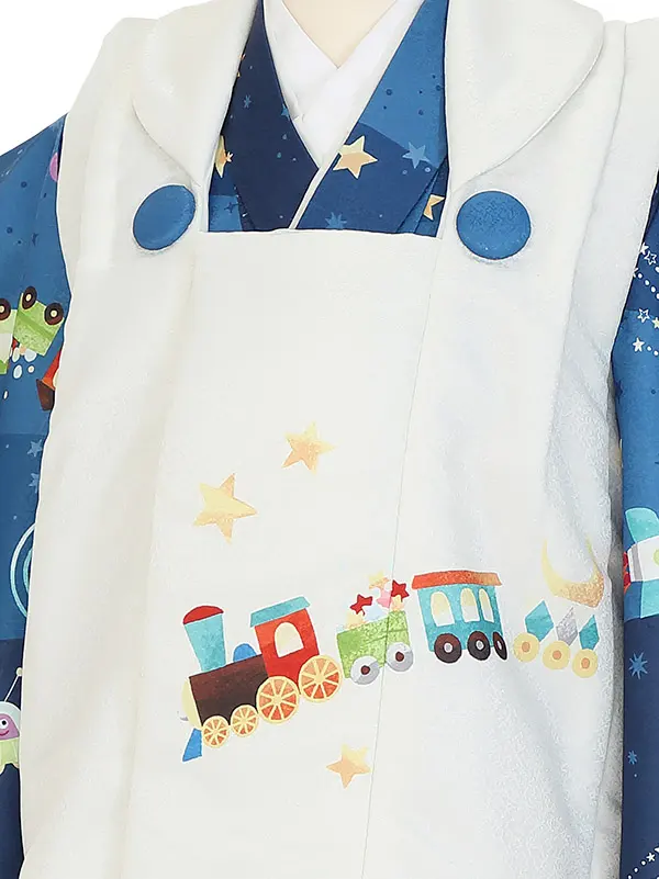 七五三レンタル(3歳男被布)Y377 宇宙に列車
