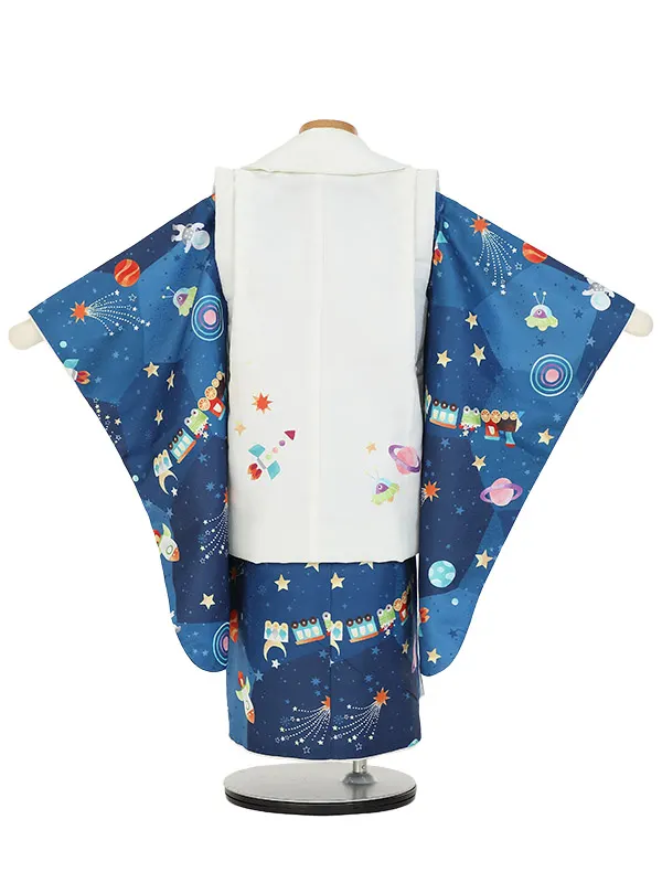 七五三レンタル(3歳男被布)Y377 宇宙に列車