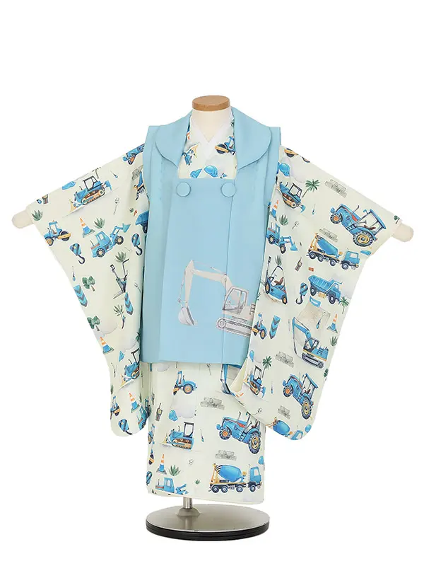 七五三レンタル(3歳男被布)Y378 いちは はたらくくるま