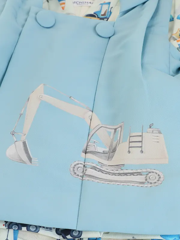 七五三レンタル(3歳男被布)Y378 いちは はたらくくるま 働く車 はたらく車