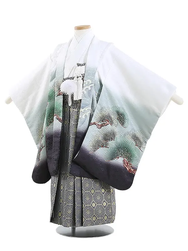 かんたん七五三(5歳男袴)Y568 白地に兜と龍