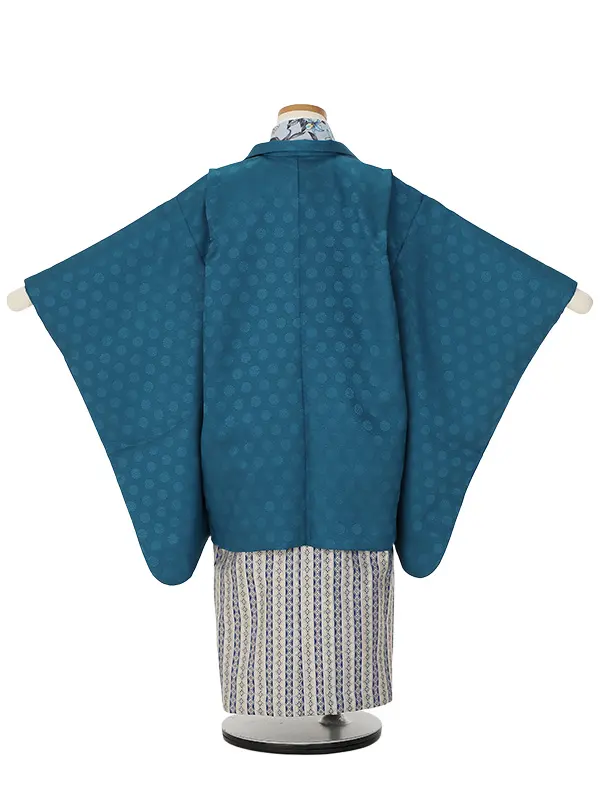 かんたん七五三(5歳男袴)Z527 ターコイズ×水色洋花