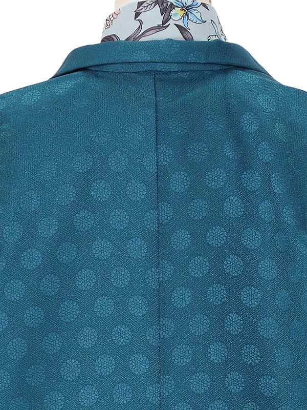 かんたん七五三(5歳男袴)Z527 ターコイズ×水色洋花