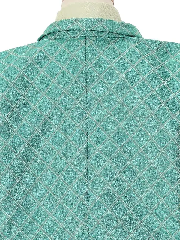 かんたん七五三(5歳男袴)Z529 緑格子×黄緑無地