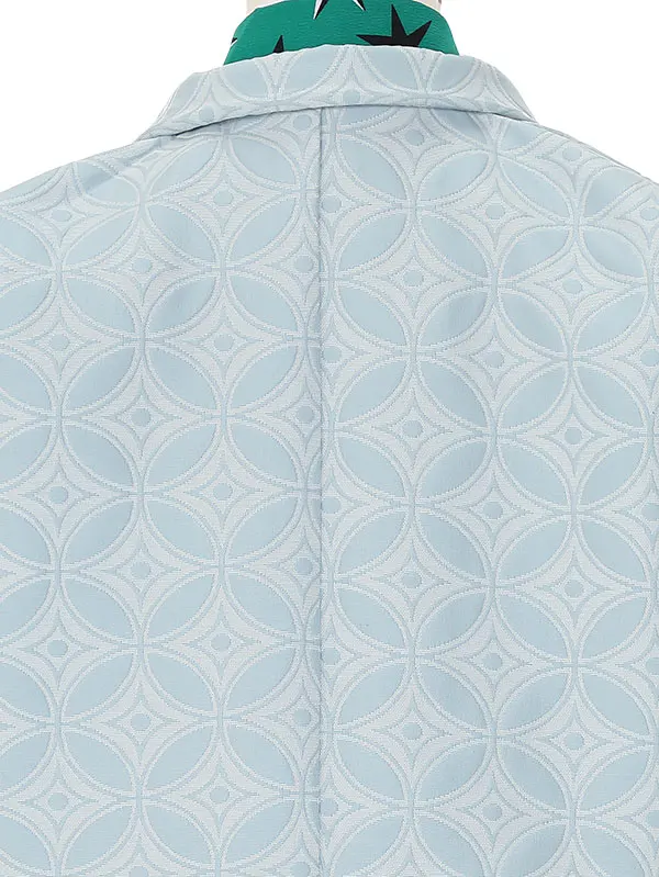 かんたん七五三(5歳男袴)Z530 水色七宝つなぎ×緑地星柄