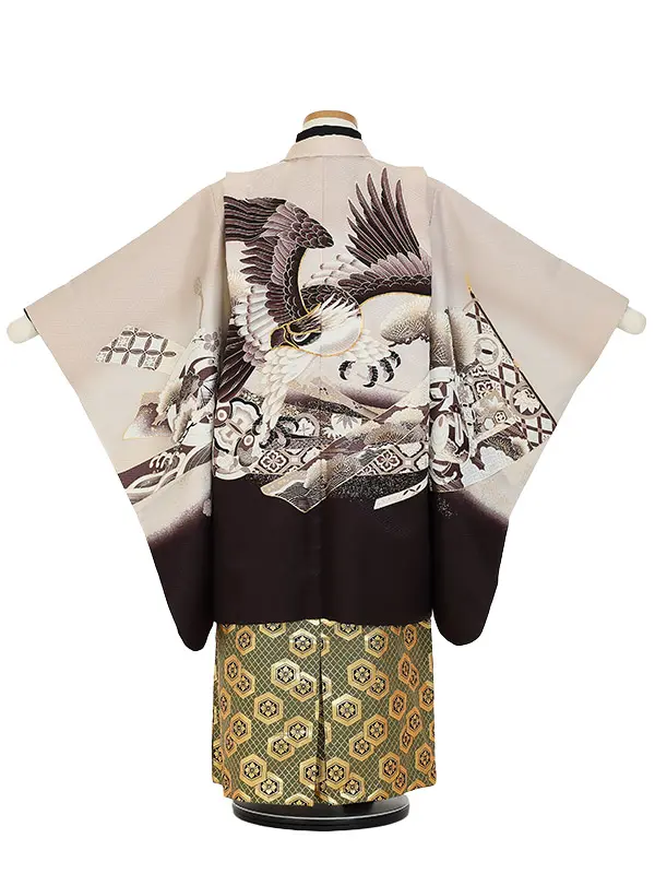 かんたん七五三(5歳男袴)Z537 鷹に几帳 松