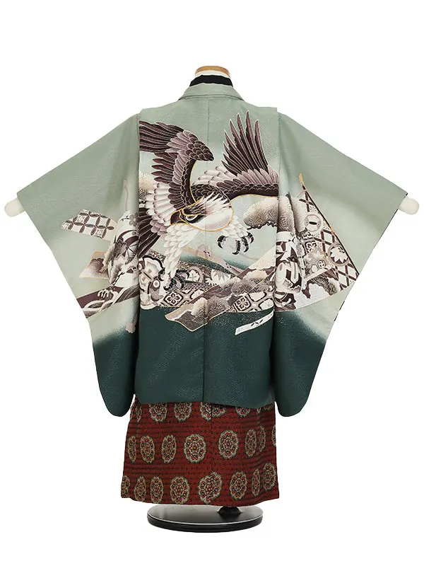 かんたん七五三(5歳男袴)Z540 鷹に几帳 松