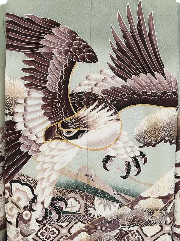 かんたん七五三(5歳男袴)Z540 鷹に几帳 松