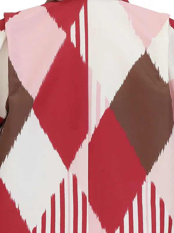 かんたん七五三(5歳男袴)Z544 変わり菱紋 絣 赤