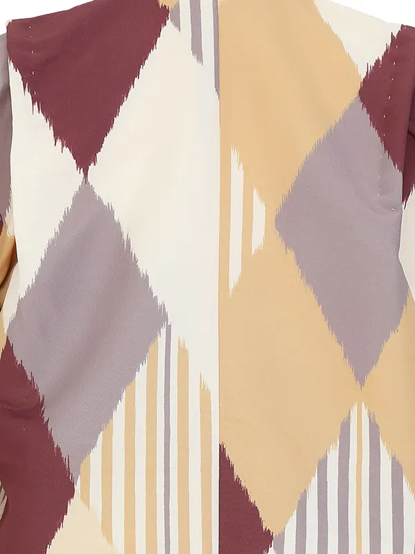 かんたん七五三(5歳男袴)Z545 変わり菱紋 絣 からし