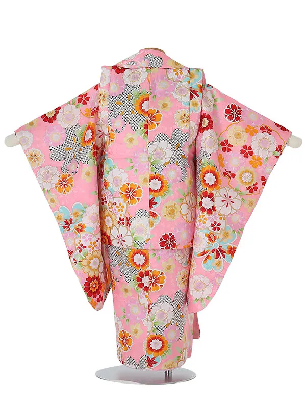 七五三レンタル(3歳女被布)3029 ピンク×ピンク 花