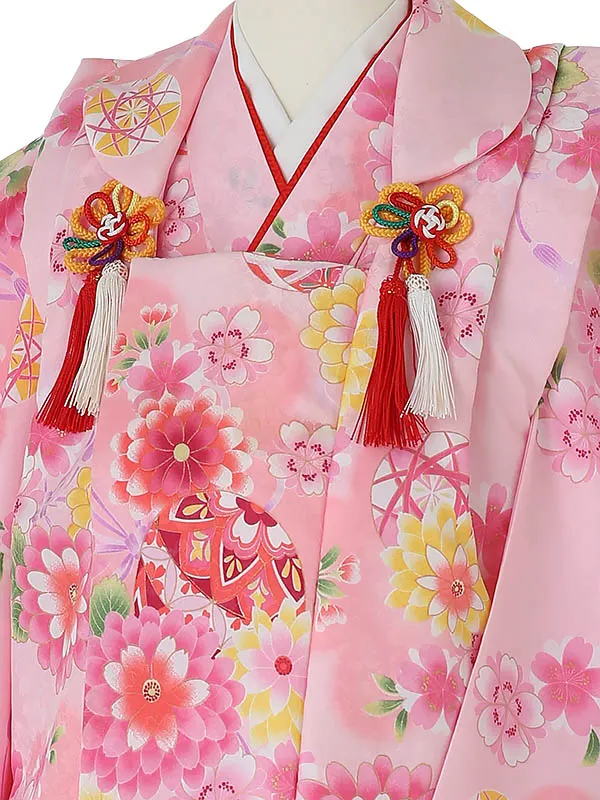 七五三レンタル(3歳女被布)3032 ピンク×ピンク まり