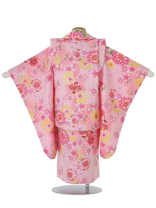 七五三レンタル(3歳女被布)3032 ピンク×ピンク まり