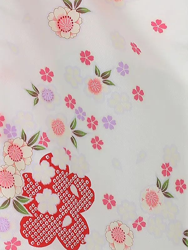 七五三レンタル(3歳女被布)3036 ﾋﾟﾝｸ×白 小花