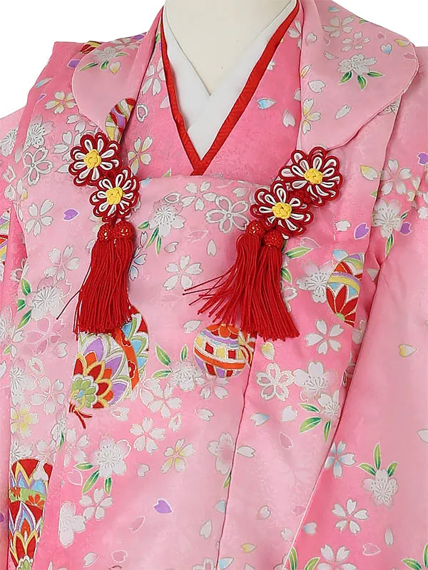 七五三レンタル(3歳女被布)3037 ﾋﾟﾝｸ地 まり