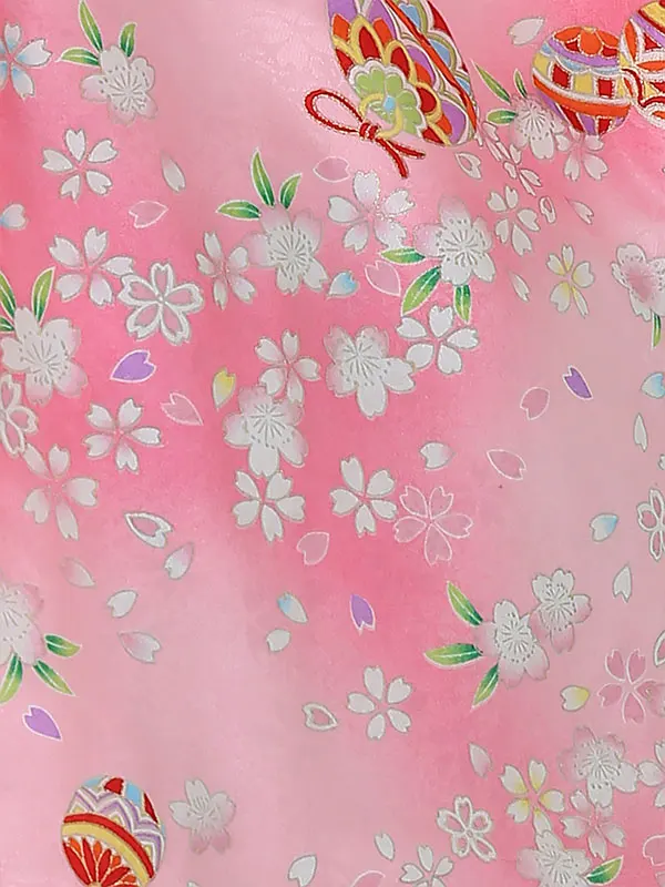 七五三レンタル(3歳女被布)3037 ﾋﾟﾝｸ地 まり