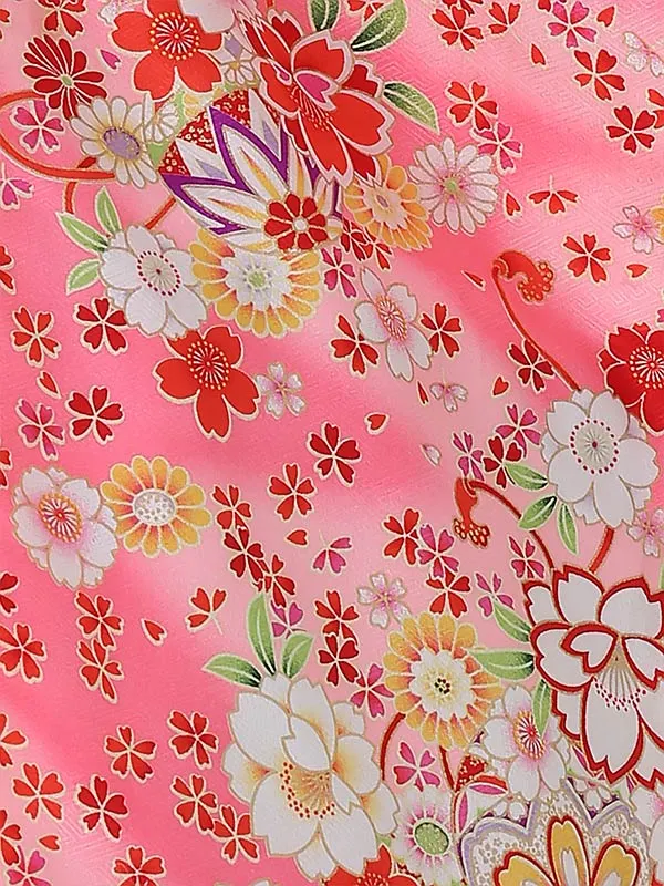 七五三レンタル(3歳女被布)3039 白×ﾋﾟﾝｸ 花
