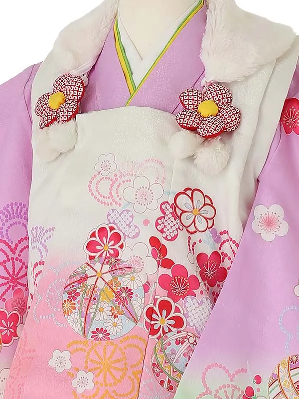 七五三レンタル(3歳女被布)3073 陽気な天使 ﾋﾟﾝｸぼかし×ﾊﾟｰﾌﾟﾙ