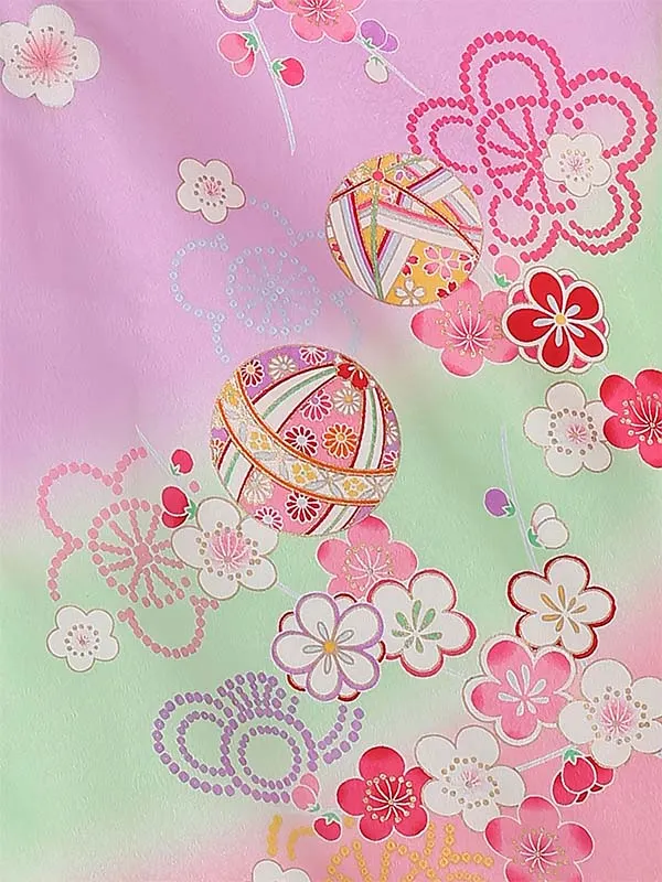 七五三レンタル(3歳女被布)3073 陽気な天使 ﾋﾟﾝｸぼかし×ﾊﾟｰﾌﾟﾙ