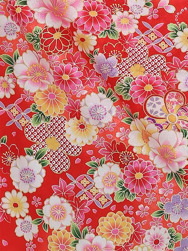 七五三レンタル(3歳女被布)3080 白×ｻｰﾓﾝﾋﾟﾝｸ 花