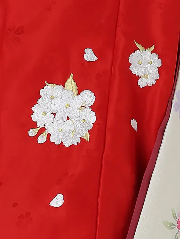 七五三レンタル(3歳女被布)3083 小町kids 赤×白 菊