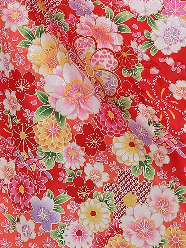 七五三レンタル(3歳女被布)3084 白×ｻｰﾓﾝﾋﾟﾝｸ 花