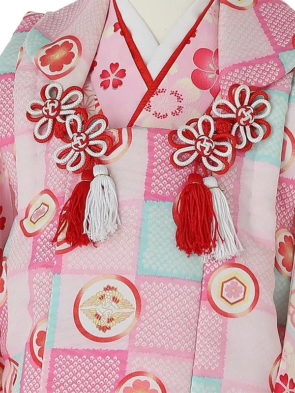 七五三レンタル(3歳女被布)A323 ﾋﾟﾝｸ地 小花