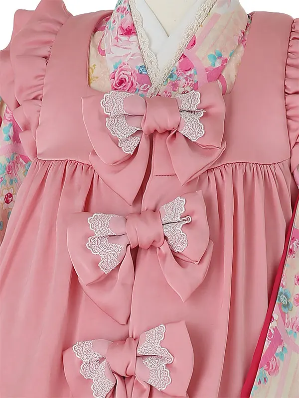 七五三レンタル(3歳女被布)A344 Mezzo Piano ﾋﾟﾝｸ×黄色