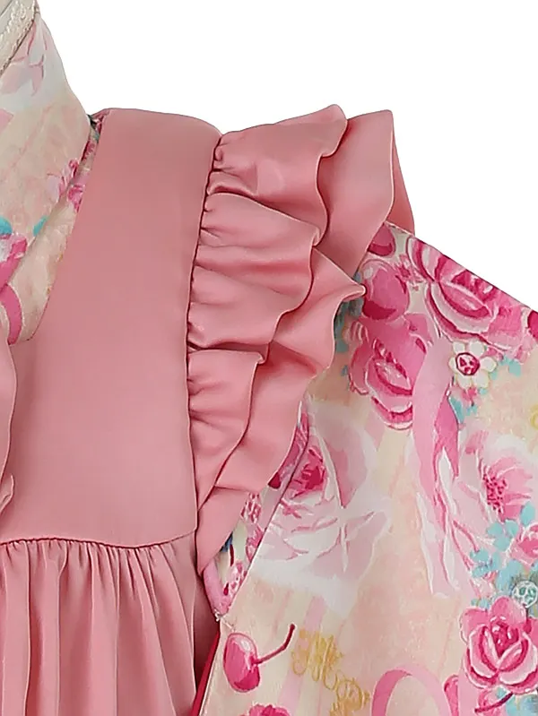 七五三レンタル(3歳女被布)A344 Mezzo Piano ﾋﾟﾝｸ×黄色