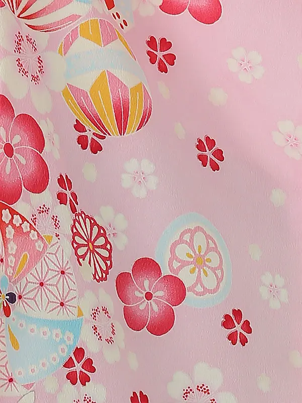 七五三レンタル(3歳女被布)A345 pom ponette ｸﾘｰﾑ×ﾋﾟﾝｸ