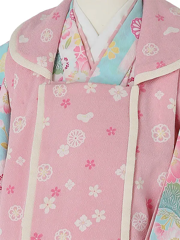 七五三レンタル(3歳女被布)A346 pom ponette ﾋﾟﾝｸ×ﾋﾟﾝｸ