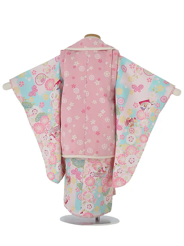 七五三レンタル(3歳女被布)A346 pom ponette ﾋﾟﾝｸ×ﾋﾟﾝｸ