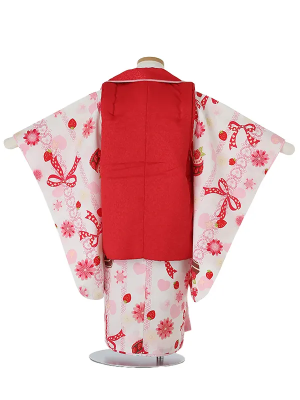 七五三レンタル(3歳女被布)A353 SHY KIDS 赤×白