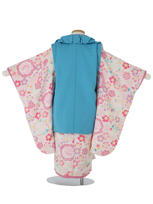 七五三レンタル(3歳女被布)A355 JAPAN STYLE ｸﾘｰﾑ地