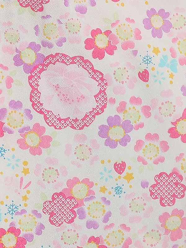 七五三レンタル(3歳女被布)A356 ひさかたろまん ﾋﾟﾝｸ×白