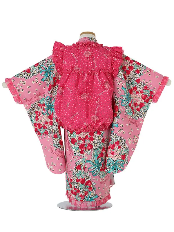 七五三レンタル(3歳女被布)A361 Mezzo Piano ﾋﾟﾝｸ×ﾋﾟﾝｸ