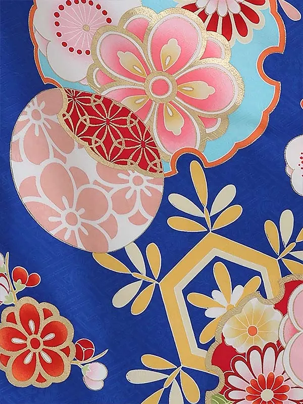 七五三(3歳女被布)B301 結晶と裏鏡に桜 白×青