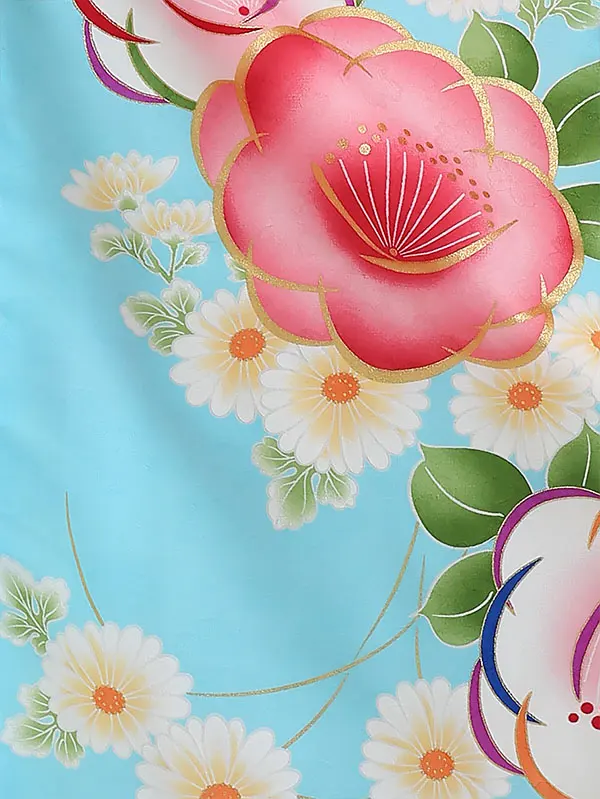七五三(3歳女被布)B304 小菊と椿 白×水色