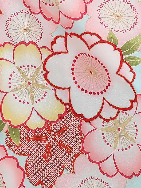 七五三(3歳女被布)B305 古典桜尽くし ピンク×水色
