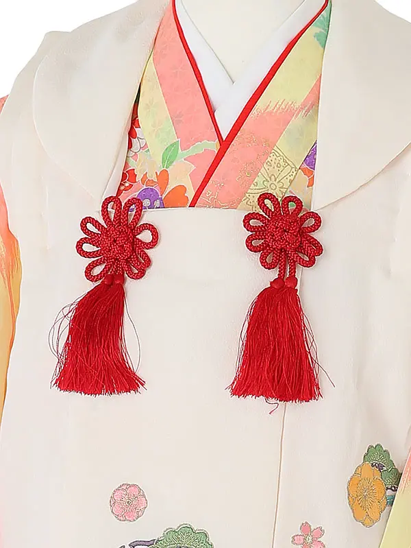 七五三(3歳女被布)B325 矢絣に丸の花柄